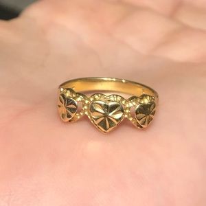 14 K Gold Triple Heart Ring